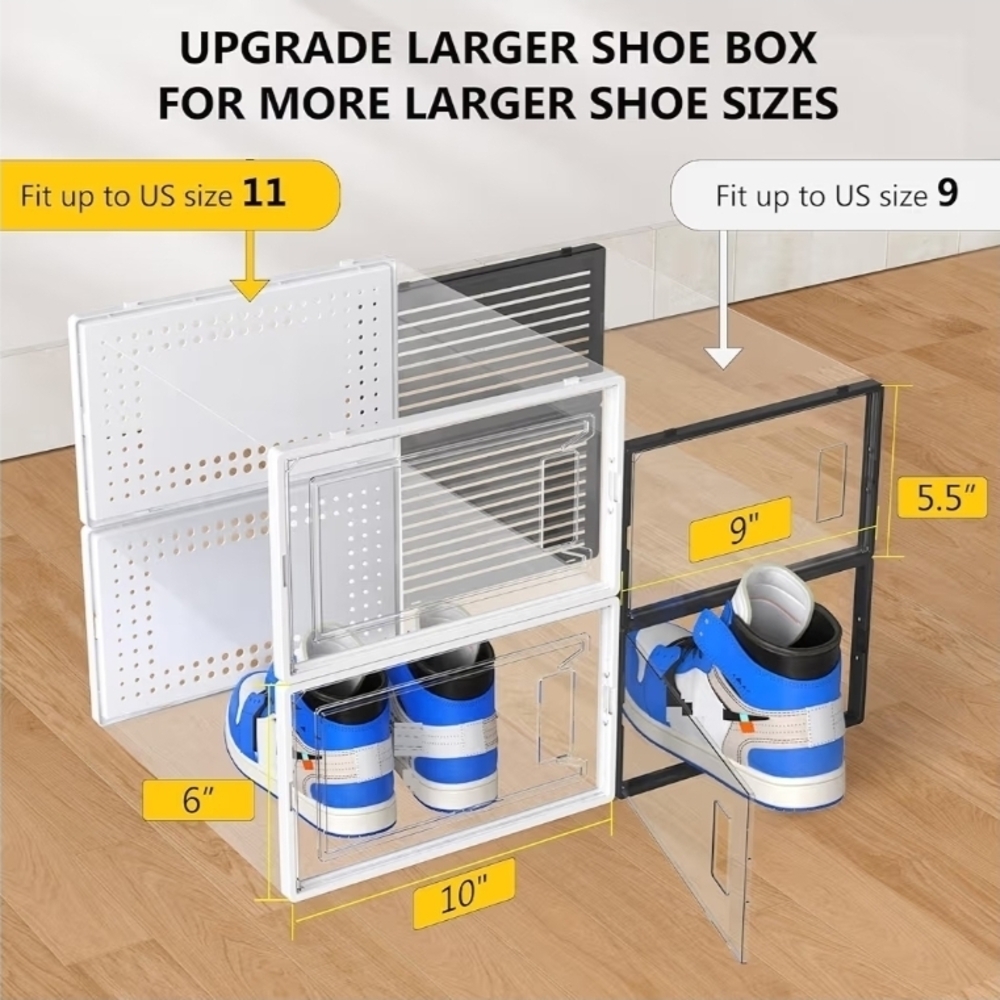 PlasticShoe OrganizerX Large Size Shoe Box - Picture 2 of 5